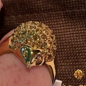 Kate Spade Gold hedgehog ring with yellow accents